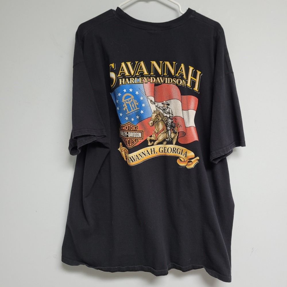 Harley Davidson Mens Shirt 2XL Christmas Lights‎ Savannah Georgia Black Tee - Picture 4 of 6
